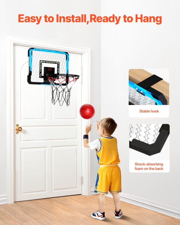 iKid Kids Basketball Hoop With Led Lights &Amp; Audio Scoreboard Indoor Basketball Hoop - Image 3