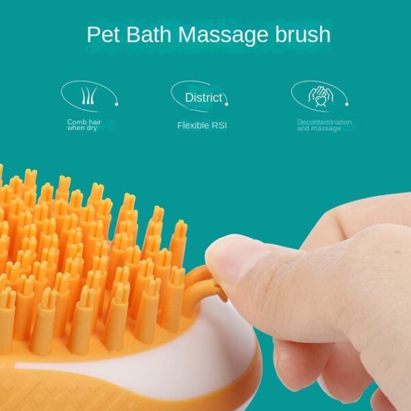 iKid Dog Cat Bath Brush 2-In-1 Pet Spa Massage Comb Soft Silicone Pets Shower Hair Grooming Cmob Dog Cleaning Tool Pet Products - Image 4