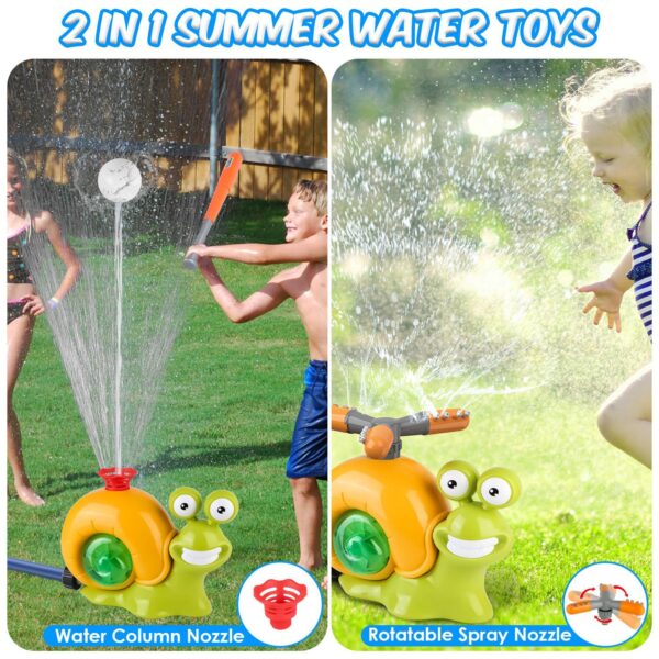 iKid 2 In 1 Snail Water Sprinkler Baseball Toy With 2 Sprinkler Nozzles 360 Degree Rotating Spray Baseball Sprinkler Summer Water Toy For 4-8Years Old Boys Girls Pool Garden Lawn - Image 7