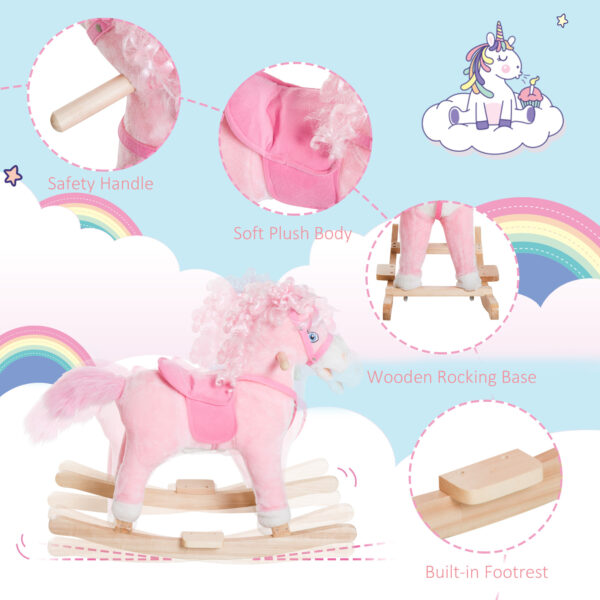 iKid Plush Rocking Horse Realistic Sounds Swinging Tail Pink Ideal Birth Gift Joyful Engaging For 3 Years - Image 8