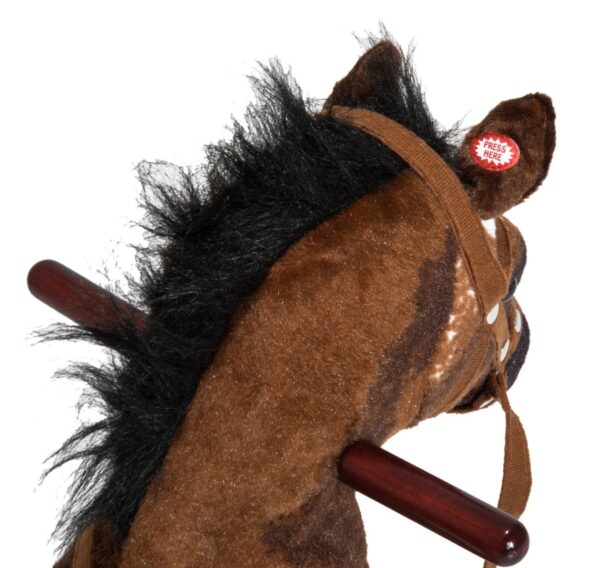 iKid Rocking Horse Kids Plush Ride-On Toy Nursery Rhyme Music 18-36 Months Light Brown White Perfect Gift For Toddlers - Image 2