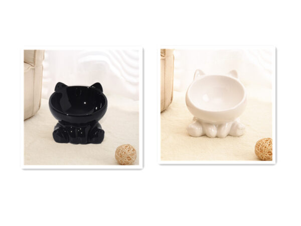 iKid Ceramic Cat Bowl Cat Bowl Cat Food Bowl Neck Guard Oblique Mouth Dog Bowl Pet Bowl - Image 3