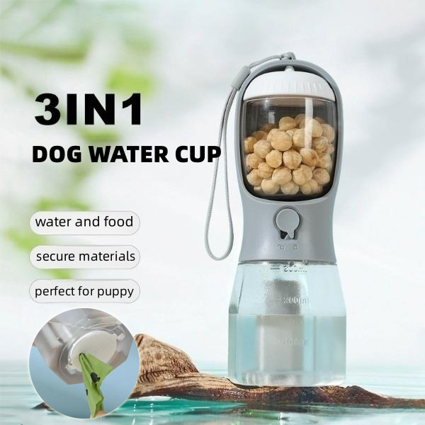 iKid Dog Water Cup Drinking Food Garbage Bag Three-In-One Portable Small Multi-Functional Pet Cups Pets Supplies