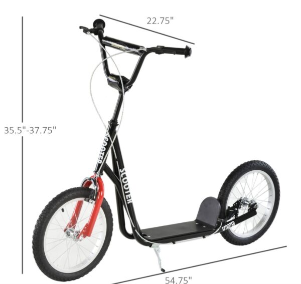 iKid Kids Kick Scooter Black Adjustable Handlebar Dual Rear Brakes Inflatable Wheels - Image 7