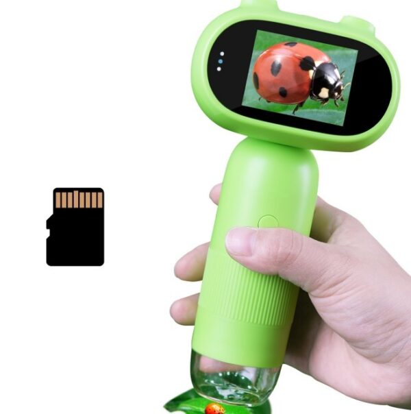 iKid Handheld Microscope For Kids 500-1000X Pocket Miniscope Educational Science Toys 2'' Ips Screen Portable Handheld Digital Microscope Gifts For Birthday Christmas Science Gift