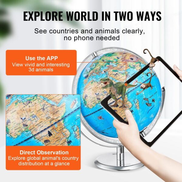 iKid Vevor Educational Globe For Kids Interactive Ar World Globe With Ar Golden Globe App Led Night Lighting Stem Toy Gifts For Kids Compatible With Android Or Ios Devices - Image 2