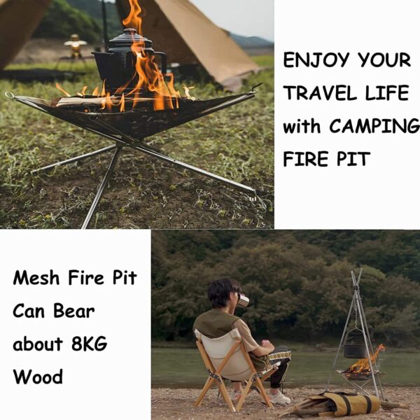 iKid Folding Portable Fire Pit Mesh Fire Pit Bonfire Stand Outdoor Camping Patio Uk - Image 9