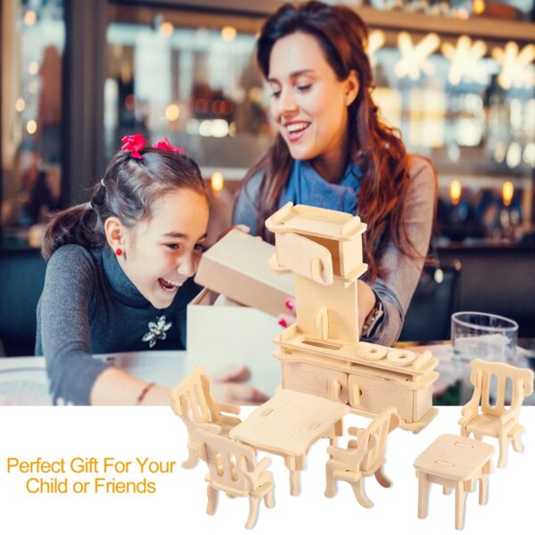 iKid 3D Wooden Dollhouse Furniture Puzzles Diy Miniature Furniture Models Set - Image 4
