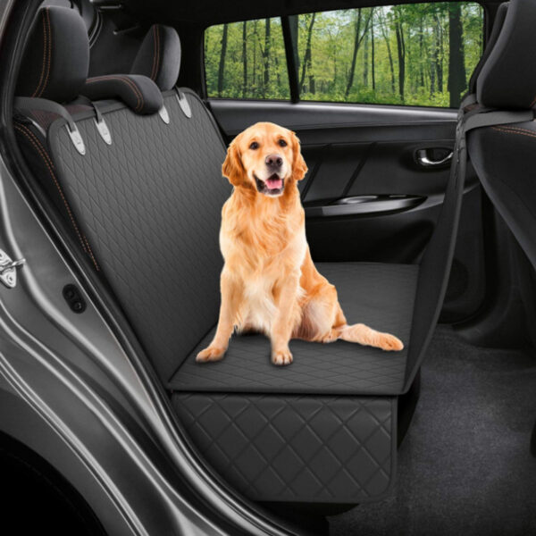 iKid Dog Car Seat Cover View Mesh Pet Carrier Hammock Safety Protector Car Rear Back Seat Mat With Zipper And Pocket For Travel - Image 9