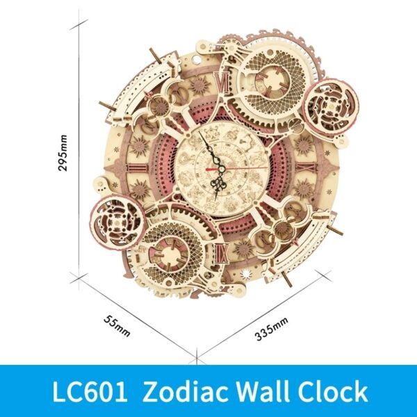 iKid Robotime Rokr Zodiac Wall Clock 3D Wooden Puzzle Model Assembly Toys Gifts For Children Kids Teens Lc601 Support Dropshipping - Image 8