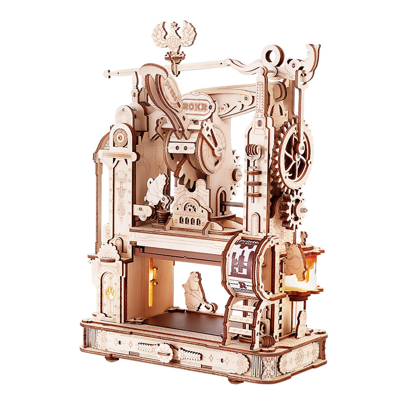 iKid Rokr 3D Wooden Puzzle Model Printing Press Mechanical Gears Teen Xmas Gift Lk602