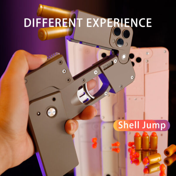 iKid Folding Pistol Bullet Automatic Shell Throwing Toy Creative Soft Bullet Toy Mobile Phone Appearance Gun Outdoor Interactive Kid Gift - Image 2