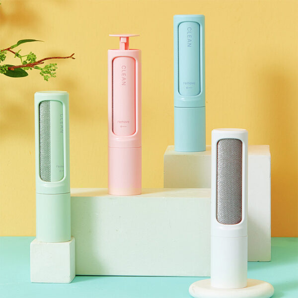 iKid 2-1 Reusable Pet Hair Remover Brush Lint Roller Portable Effective Self Cleaning Tool For Cat Dog Fur Hair Dust Removal Brush