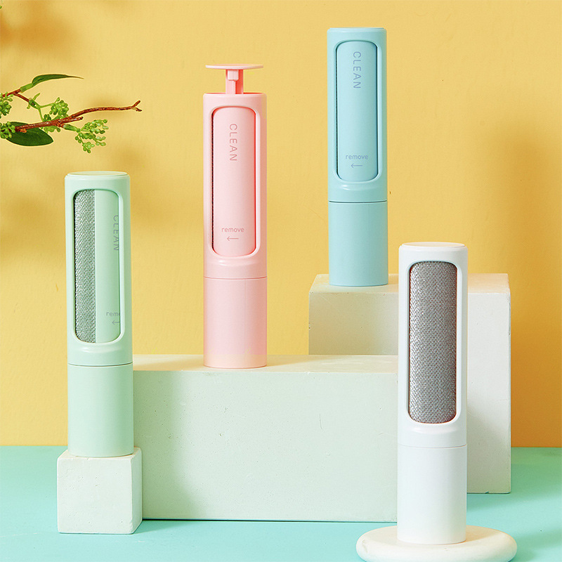 iKid 2-1 Reusable Pet Hair Remover Brush Lint Roller Portable Effective Self Cleaning Tool For Cat Dog Fur Hair Dust Removal Brush