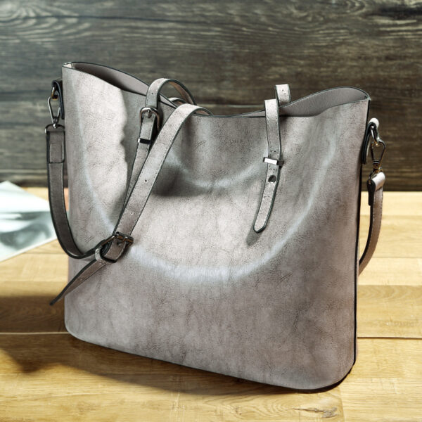 iKid Simple Oil Wax Leather Messenger Shoulder Bags Women'S High Capacity Portable Tote Bag - Image 8