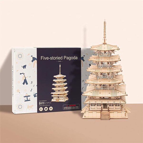 iKid Robotime Five-Storied Pagoda 3D Wooden Puzzle Toys For Children Kids Birthday Gift Tgn02 - Image 8