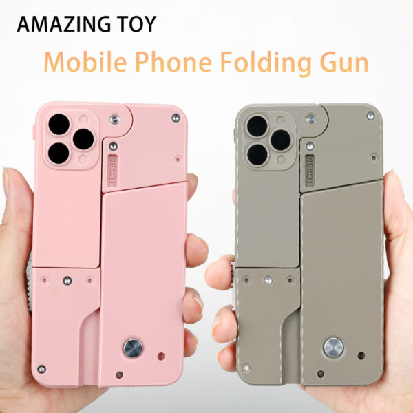 iKid Folding Pistol Bullet Automatic Shell Throwing Toy Creative Soft Bullet Toy Mobile Phone Appearance Gun Outdoor Interactive Kid Gift - Image 6