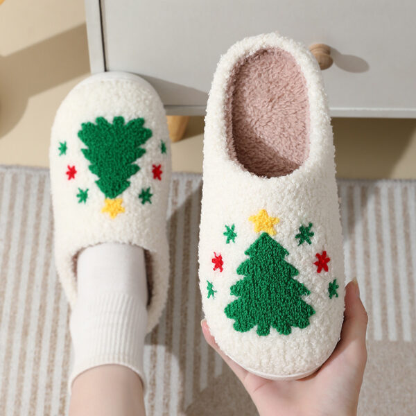 iKid Christmas Home Slippers Cute Cartoon Santa Claus Cotton Slippers For Women And Men Couples Winter Warm Furry Shoes - Image 8