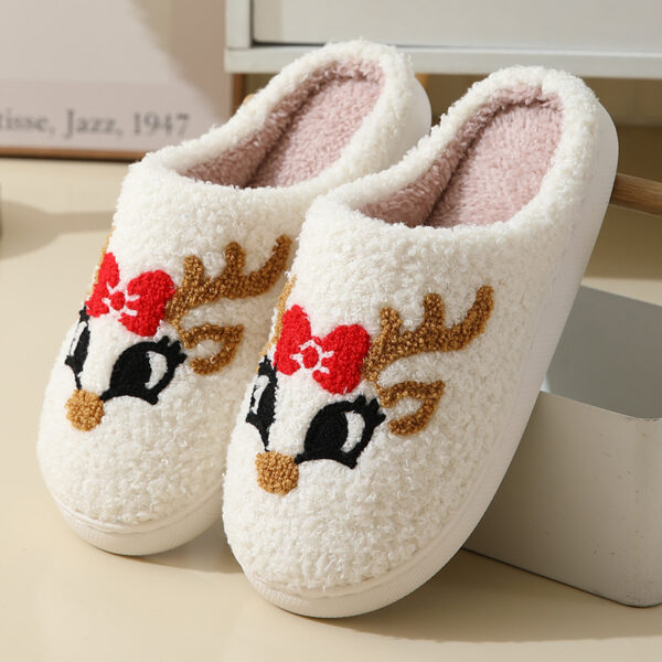 iKid Christmas Home Slippers Cute Cartoon Santa Claus Cotton Slippers For Women And Men Couples Winter Warm Furry Shoes - Image 9