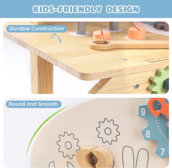 iKid Robotime Workbench Play Set Toddlers Kids Pretend Tool Bench Toy Workshop Toys - Image 2