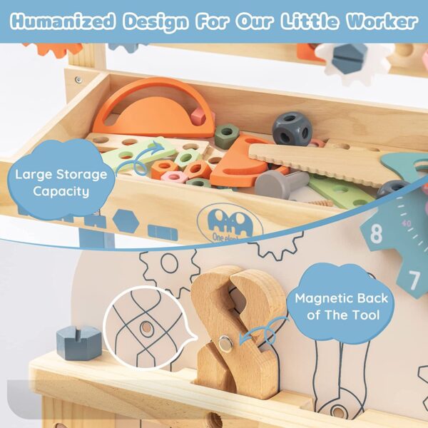 iKid Robotime Workbench Play Set Toddlers Kids Pretend Tool Bench Toy Workshop Toys - Image 6