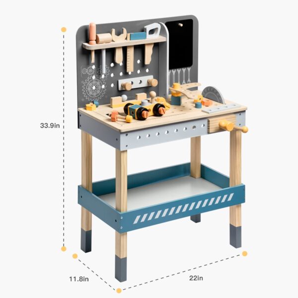 iKid Robotime Wooden Tool Bench For Kids Toy Play Workbench Workshop With Tools Set - Image 5