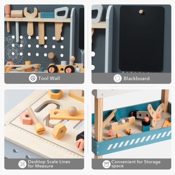 iKid Robotime Wooden Tool Bench For Kids Toy Play Workbench Workshop With Tools Set - Image 8
