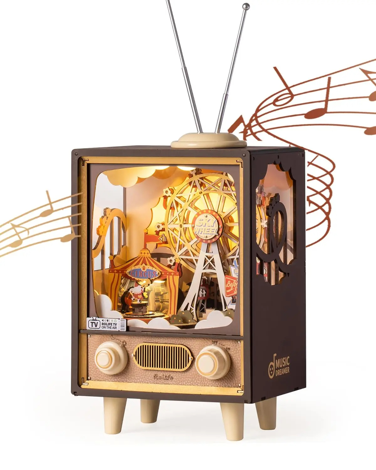 iKid Robotime Rolife Sunset Carnival Music Boxes With Lights For Kids Adults Home Decoration Luxurious Design 3D Wooden Puzzle Toys