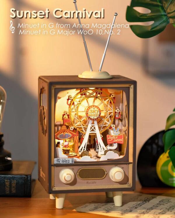 iKid Robotime Rolife Sunset Carnival Music Boxes With Lights For Kids Adults Home Decoration Luxurious Design 3D Wooden Puzzle Toys - Image 3