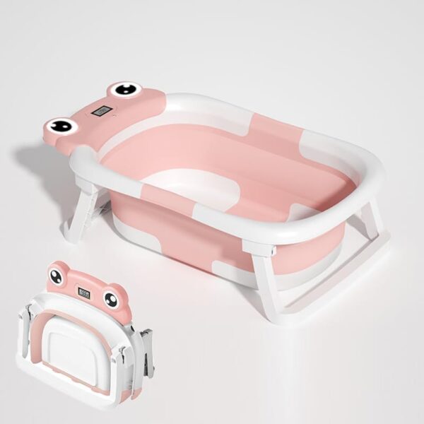 iKid Baby Bathtub Foldable Baby Bath Tub With Soft Floating Cushion &Amp; Thermometer Collapsible Portable Travel Baby Bath Tub - Image 3