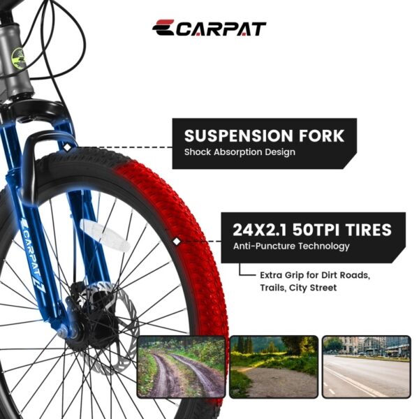iKid 24 Inch Mountain Bike Suitable For Boys And Girls Steel Frame Shimano 21 Speed Mountain Bike With Dual Disc Brakes And Front Suspension Banned Platform Temu - Image 5