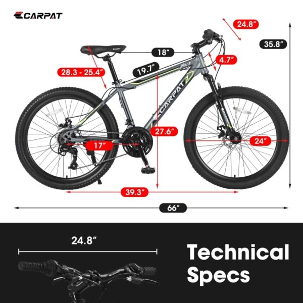iKid 24 Inch Mountain Bike Suitable For Boys And Girls Steel Frame Shimano 21 Speed Mountain Bike With Dual Disc Brakes And Front Suspension Banned Platform Temu - Image 8