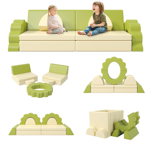 iKid 10Pcs Kids Couch For Playroom Baby Climbing And Crawl Foam Play Set Foam Climbing Blocks Convertible Sofa Kids Play Couch Indoor Climbing Structure For Toddlers Infant Kids Pre-School
