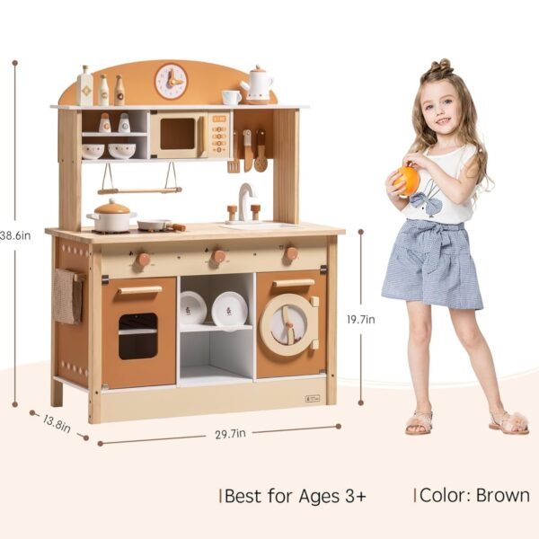 iKid Robud New Large Kids Toddlers Kitchen Playset Wooden Play Toy With Accessories - Image 3