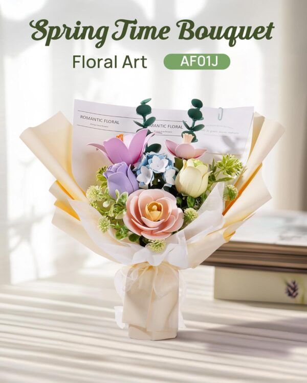 iKid Robotime 3D Plastic Flower Puzzle Spring Time Bouquet Diy Model Kits For Gift Af01J - Image 3
