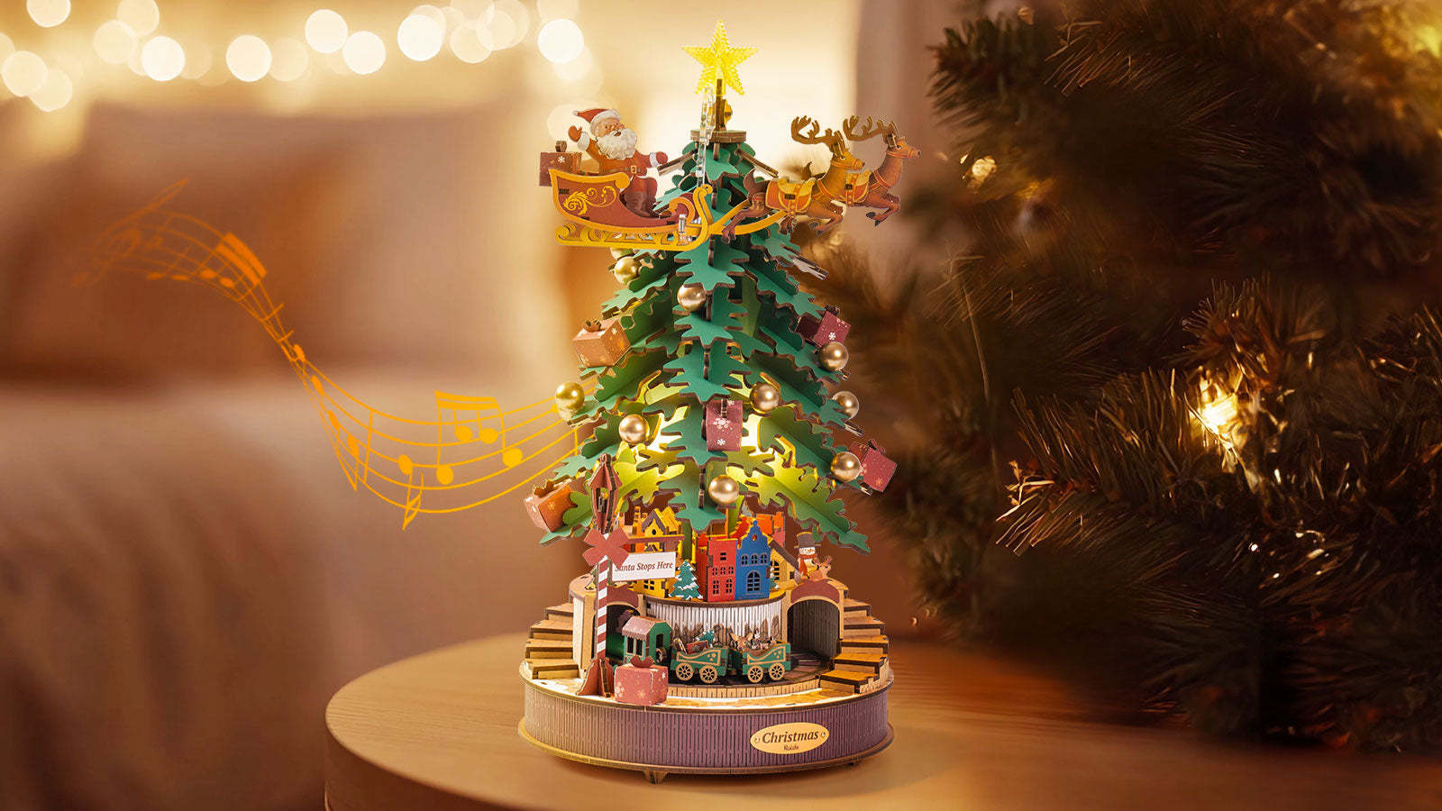 iKid Robotime 3D Christmas Melody Tree Puzzle Diy Model Kits For Christmas Gift Ams01