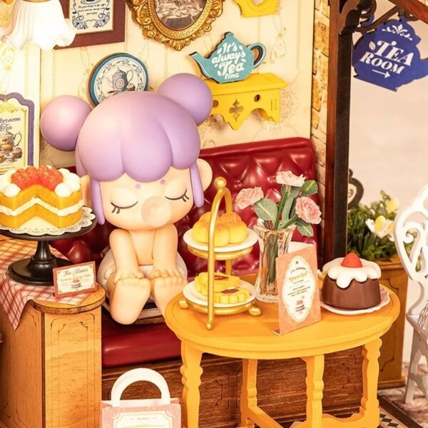 iKid Robotime Diy Miniature Dollhouse Kit - Tea Room With Led Lights And Furniture Wooden Model Building Set For Adults And Kids Creative Gift For Leisure Time - Image 7