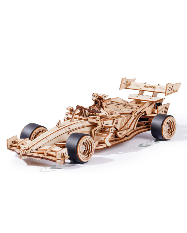 iKid Robotime 3D Wooden Puzzle Racing Car Model Kits With Mechanical Roaring Engine - Image 2