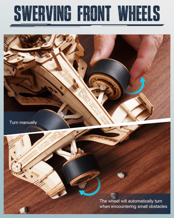 iKid Robotime 3D Wooden Puzzle Racing Car Model Kits With Mechanical Roaring Engine - Image 6