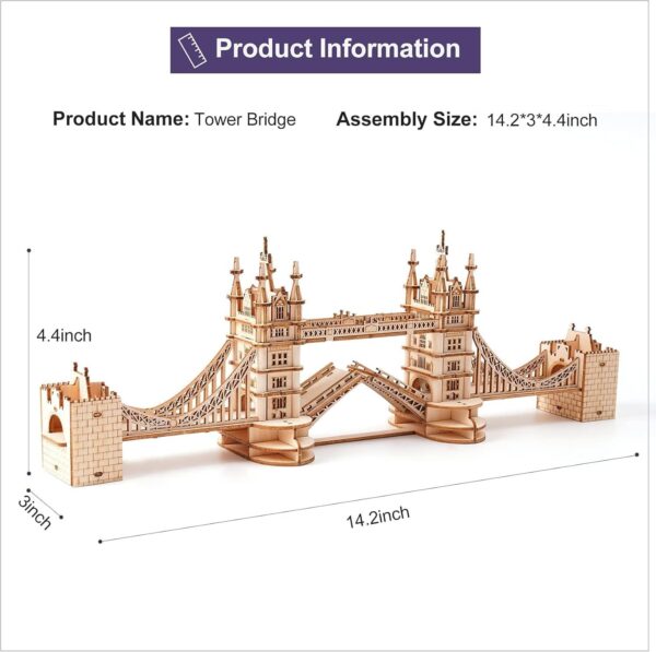 iKid Robotime 3D Wooden Puzzle London Tower Bridge Model Kit For Adults Xmas Gifts Tg412 - Image 4