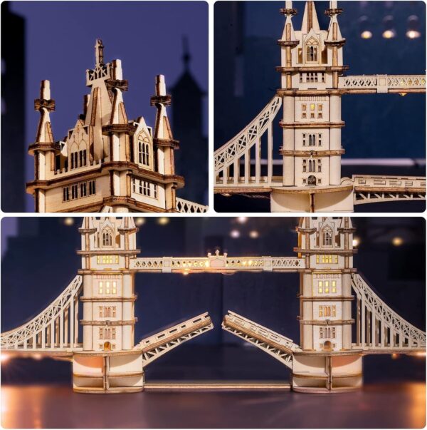 iKid Robotime 3D Wooden Puzzle London Tower Bridge Model Kit For Adults Xmas Gifts Tg412 - Image 6