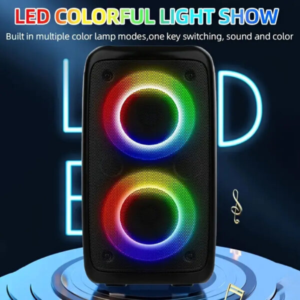 iKid Wireless Speaker With Subwoofer Large Boombox Speaker Stereo Speaker Subwoofer Outdoor Wireless Speaker Party Disco Light Tws Tf Aux - Image 6
