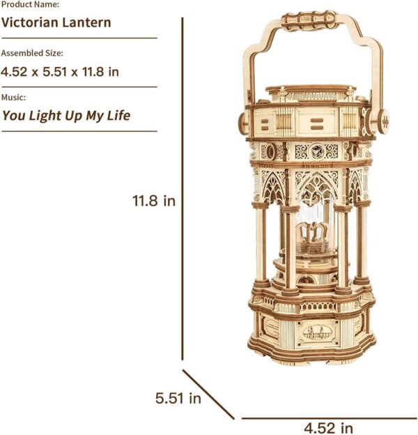 iKid Robotime Rokr 3D Wooden Puzzles Diy Musical Box Building Kit Mechanical Models To Build - Victorian Lantern - Image 3