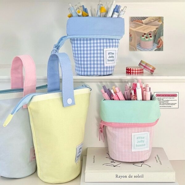 iKid Foldable Standing Pencil Pen Case With Compartments Large Capacity Pencil Pouch Bag School Aesthetic Supplies For Girls Boys Adults - Image 4