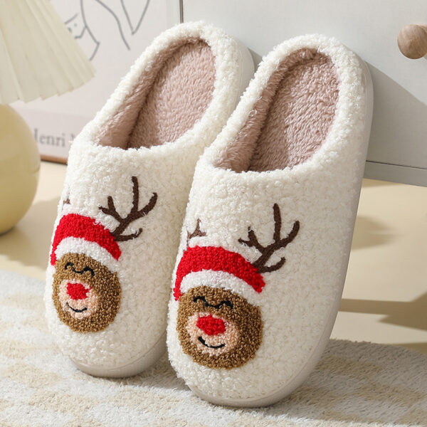 iKid Christmas Home Slippers Cute Cartoon Santa Claus Cotton Slippers For Women And Men Couples Winter Warm Furry Shoes - Image 7