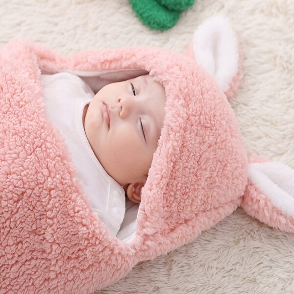iKid Super Soft Baby Sleeping Bag Fluffy Fleece Newborn Blanket Swaddle Blankets Unisex Baby Wrap For Newborn Baby Boys Girls With Head-Protecting &Amp; Head-Supporting Function Wearable Swaddle Sleep Sack - Image 6