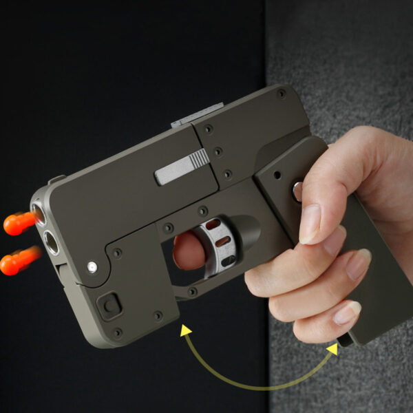 iKid Folding Pistol Bullet Automatic Shell Throwing Toy Creative Soft Bullet Toy Mobile Phone Appearance Gun Outdoor Interactive Kid Gift - Image 3