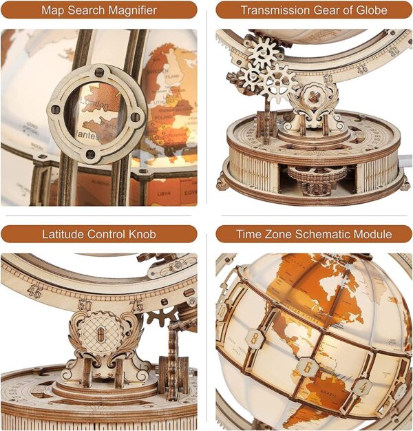 iKid Rokr Luminous Globe 3D Wooden Hot Selling 180Pcs Model Building Block Kits Toy - Image 8