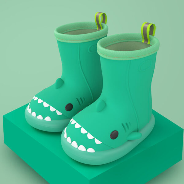 iKid Children Boys Girls Cute Cartoon Waterproof Shoes Safety Rubber Shark Slippers Kids Rain Boots - Image 2