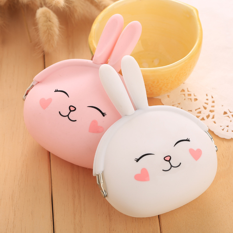 iKid Cartoon Silica Gel Zero Purse Korean Lovable Rabbit Zero Purse Candy Color Packet Key Bag Lady Bag